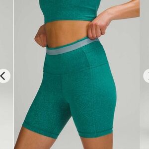 lululemon Wunder Train High Rise 6" Shorts Crunch Teal Lagoon Bike Shorts